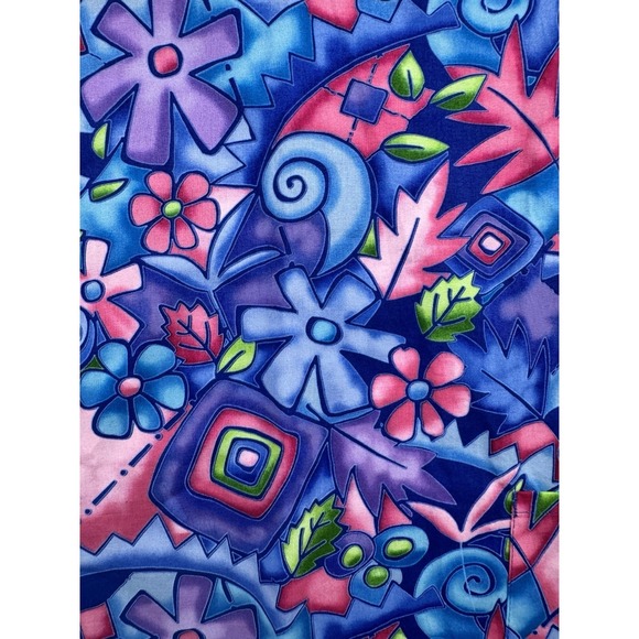 Fundamentally Cotton Women's V Neck Scrub Top Size Small Bright Floral Design - Picture 4 of 7